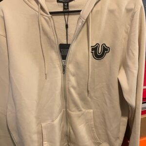 True Religion Off-White Zip-Up Hoodie